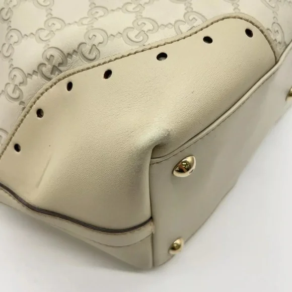 Authentic GUCCI Guccissima Leather Horsebit Off White Shoulder Bag - Picture 12 of 17